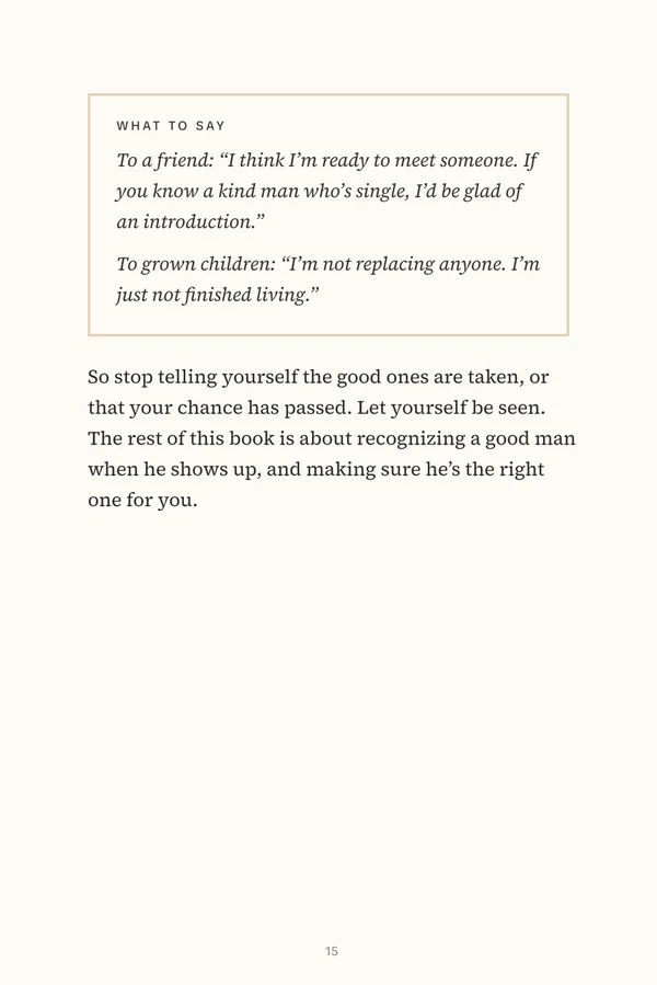 A page from Knowing He’s the One: A “What to say” box